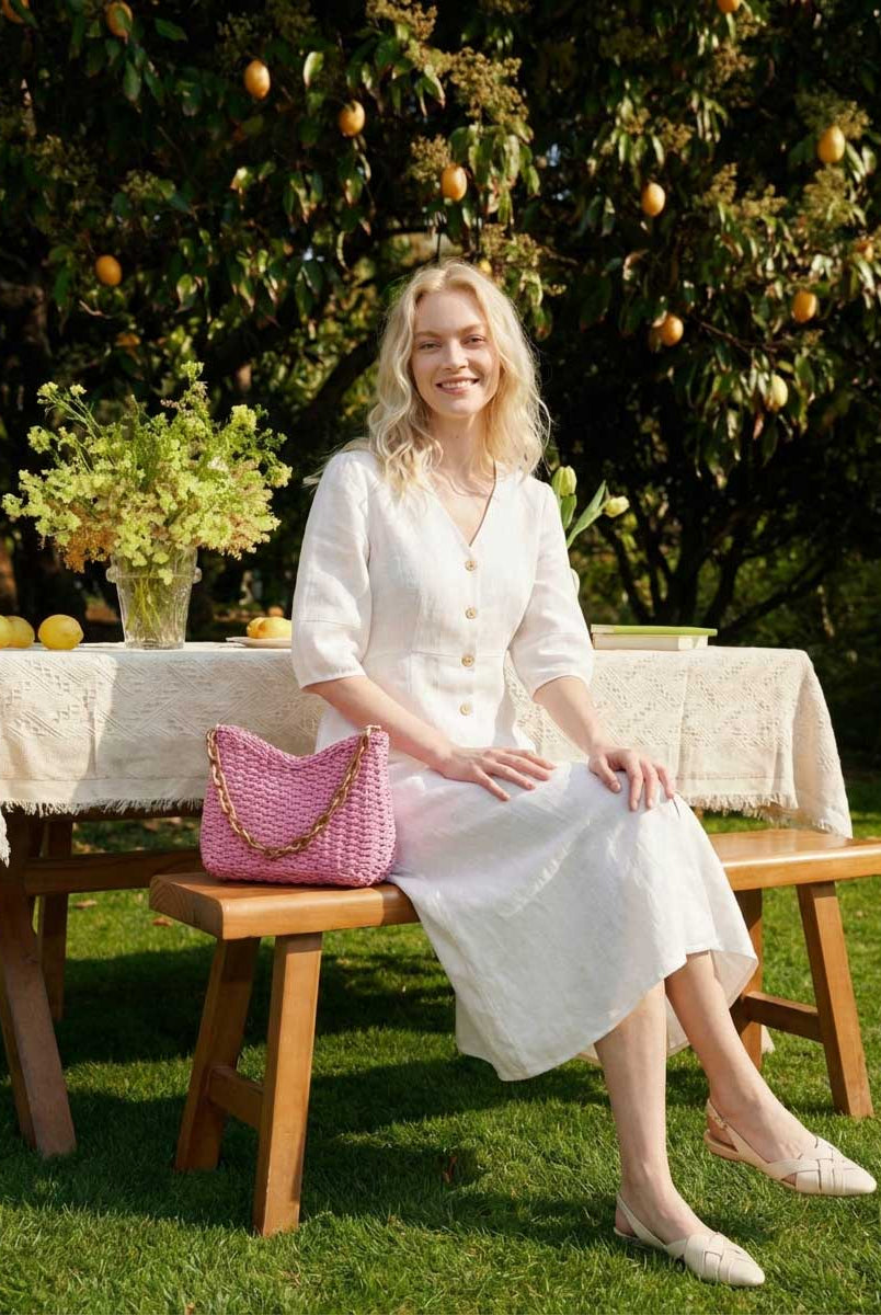 Colorful Woven Straw Shoulder Bag by LINTICO for women