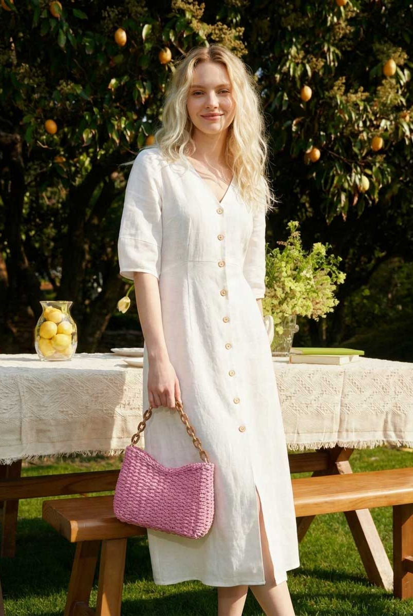 Colorful Woven Straw Shoulder Bag by LINTICO for women