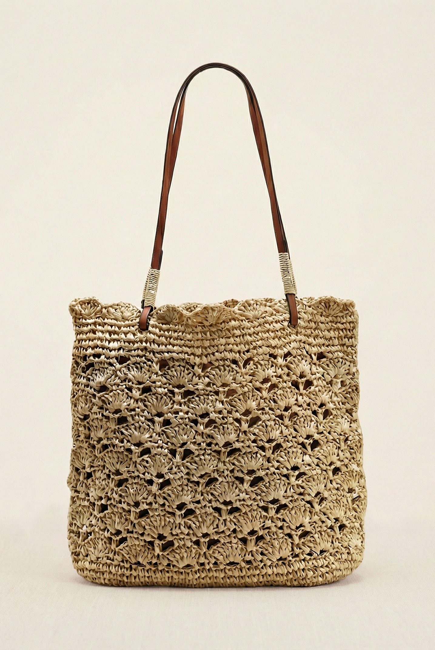 Crochet Woven Fan-Shape Shoulder Tote Bag by LINTICO for women