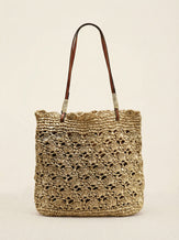 Crochet Woven Fan-Shape Shoulder Tote Bag by LINTICO for women