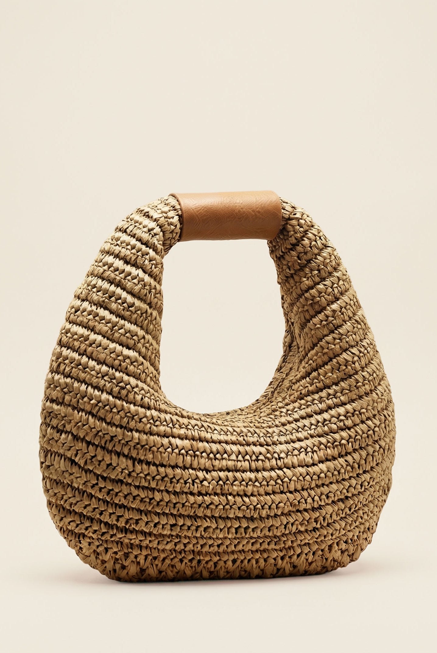 Round Crochet Woven Handheld Straw Bag by LINTICO for women