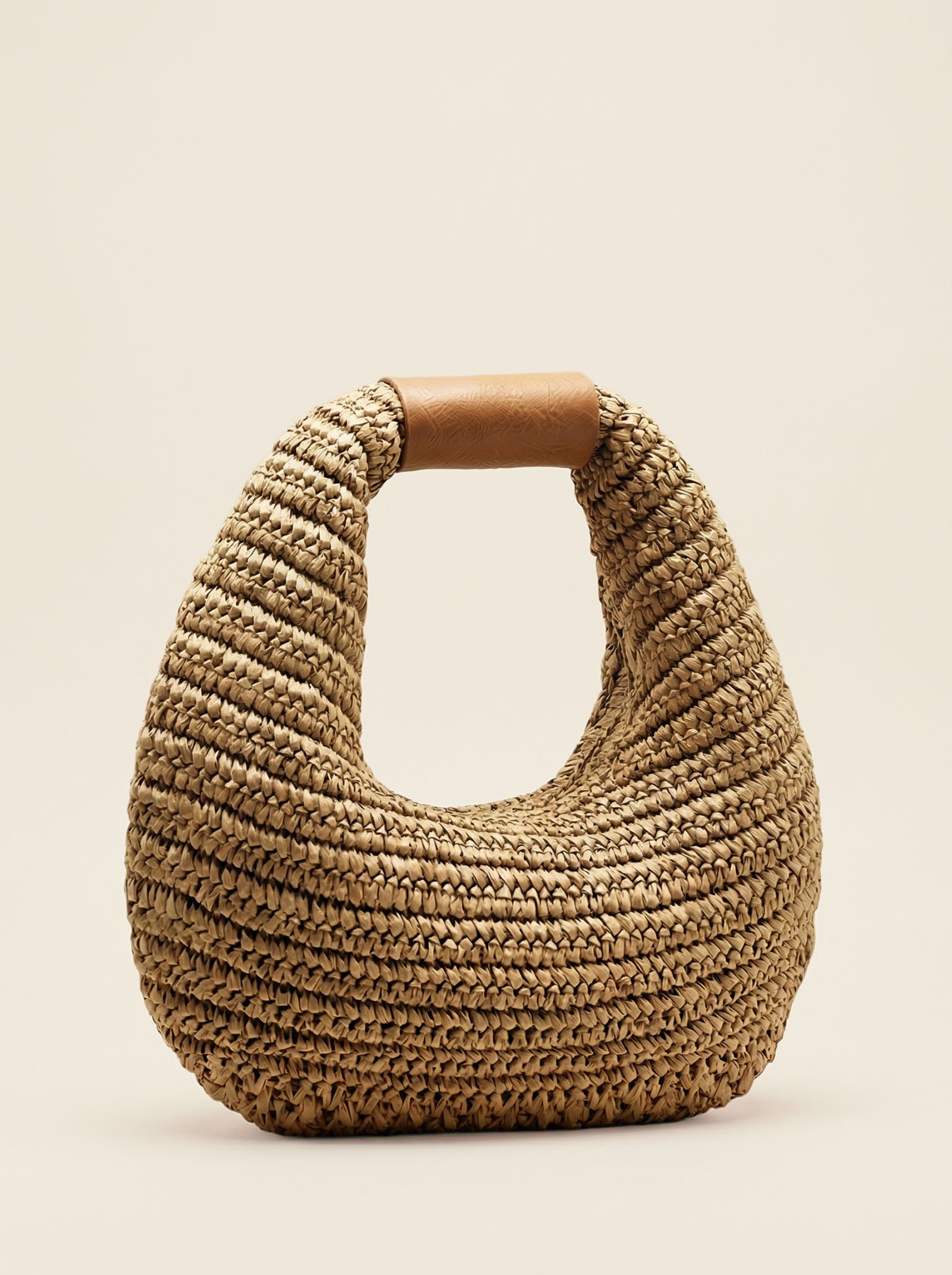 Round Crochet Woven Handheld Straw Bag by LINTICO for women