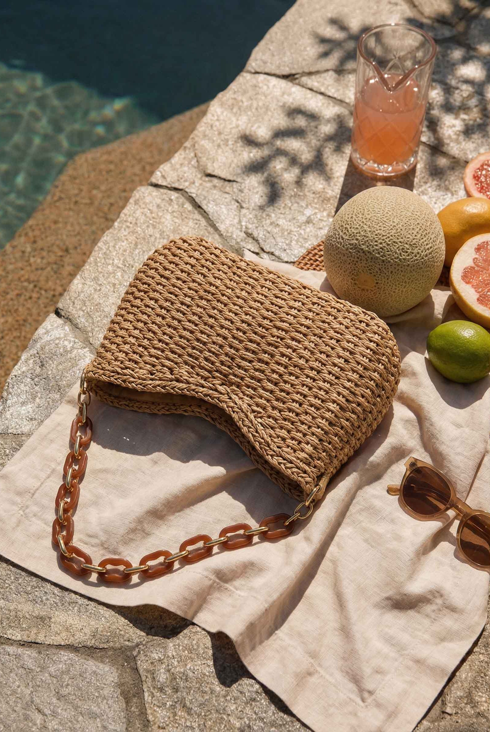 Colorful Woven Straw Shoulder Bag by LINTICO for women