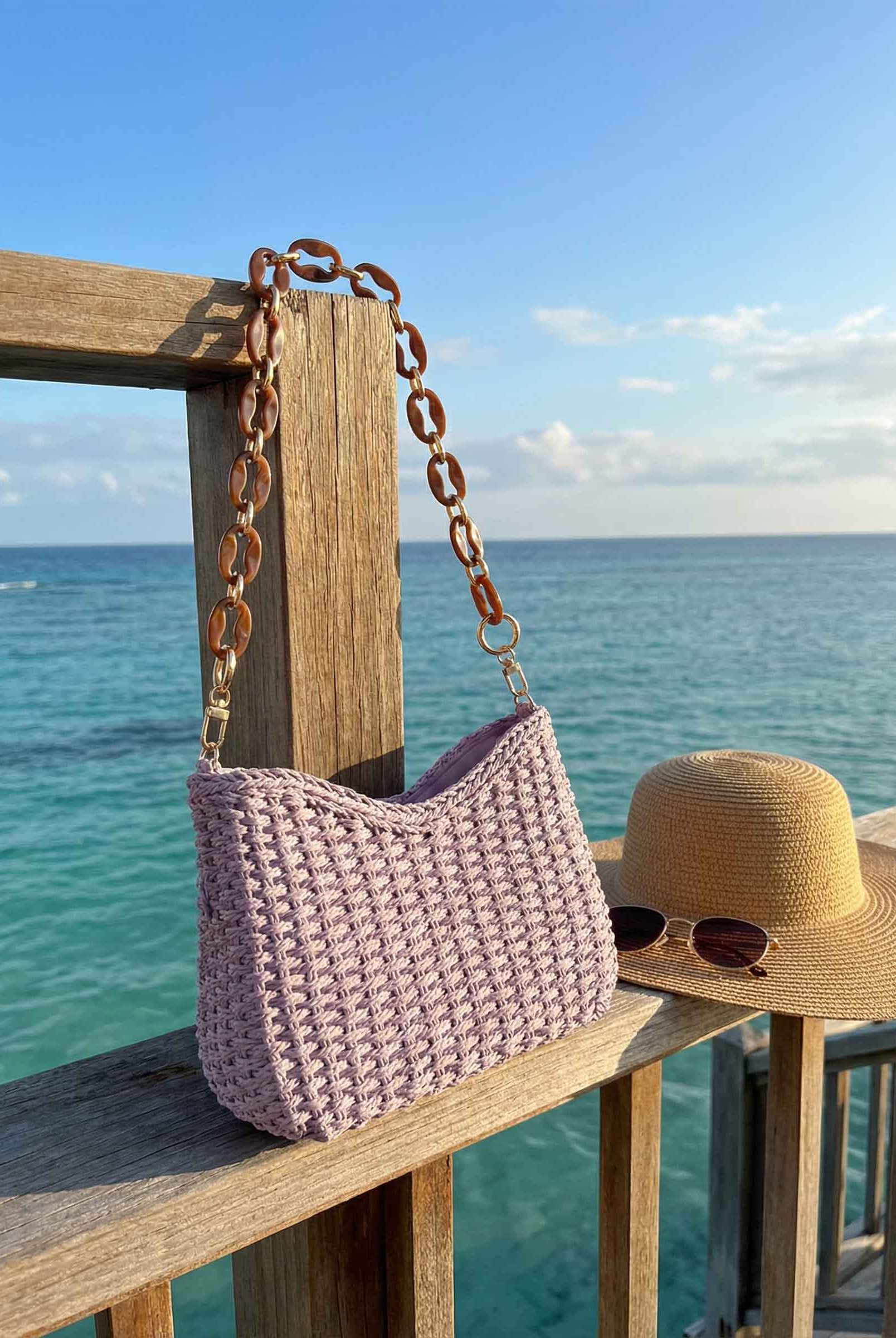 Colorful Woven Straw Shoulder Bag by LINTICO for women