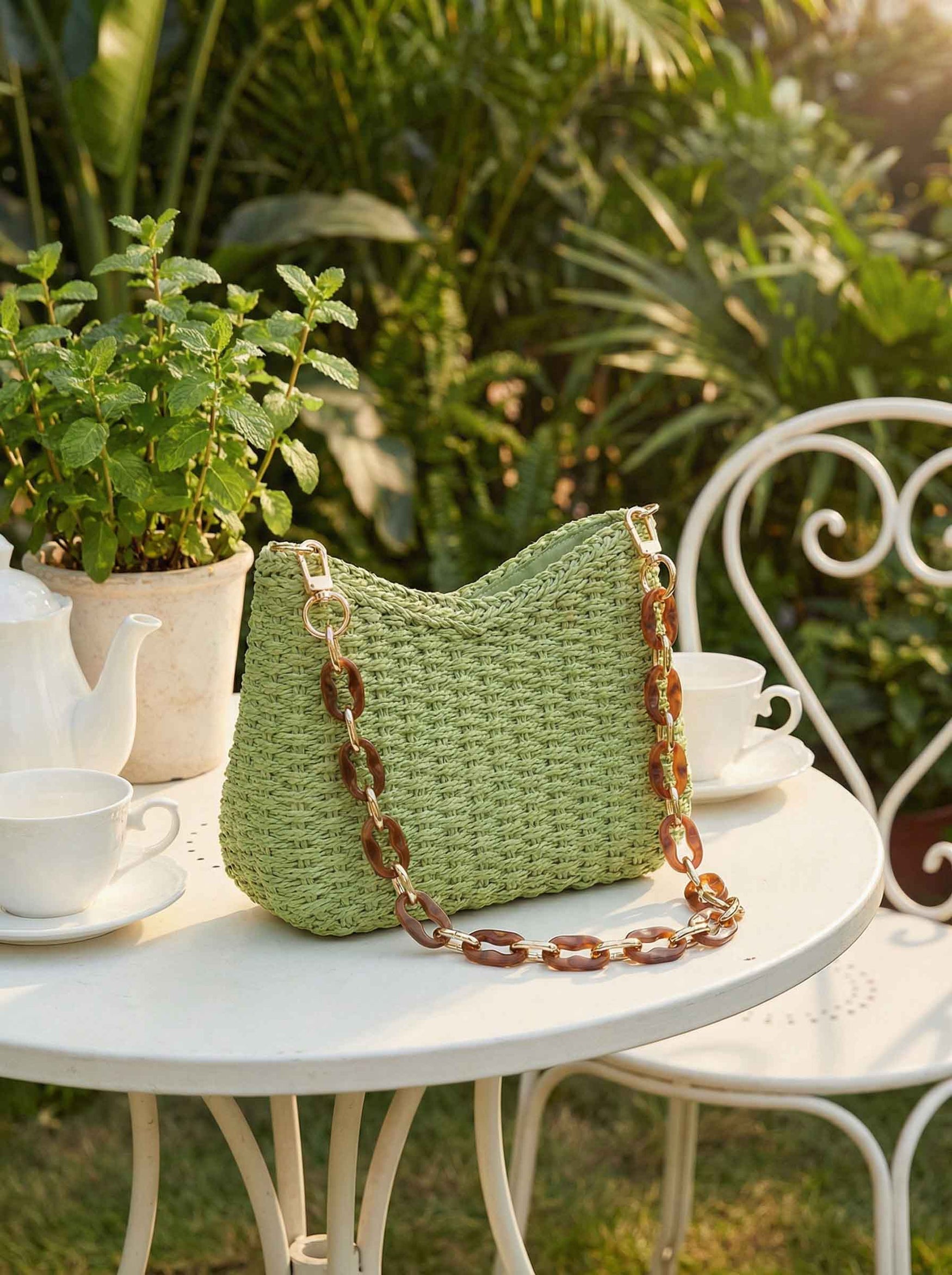 Colorful Woven Straw Shoulder Bag by LINTICO for women