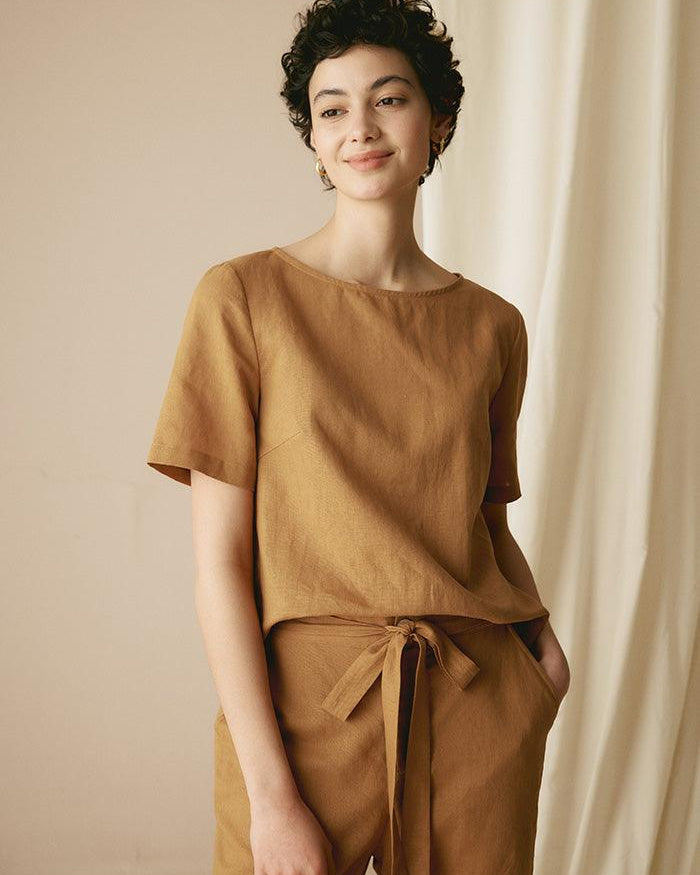 100% Linen Two-Piece Casual Tracksuit - SETS-Linen Sets