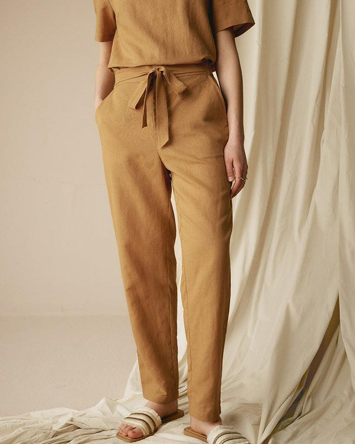 100% Linen Two-Piece Casual Tracksuit - SETS-Linen Sets