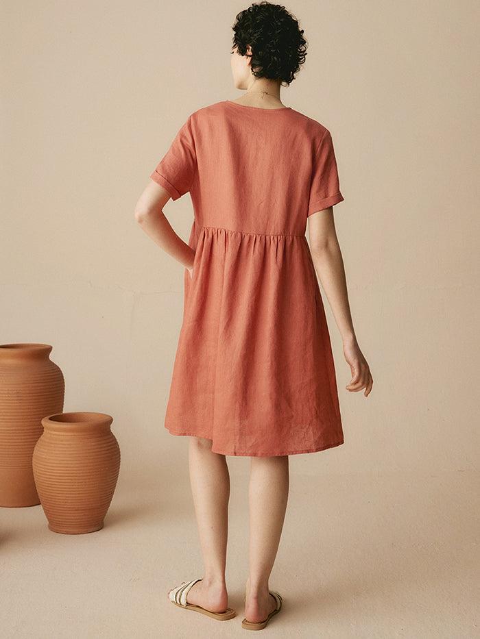 Minirobe Sun’Chaser 100% lin à col V - ROBES-Robes mini en lin
