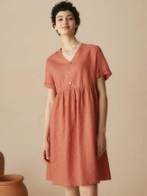 Minirobe Sun’Chaser 100% lin à col V - ROBES-Robes mini en lin