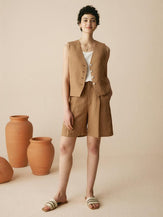 Ensemble gilet en mélange de lin esprit old money - ENSEMBLES-Ensembles en lin
