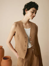 Ensemble gilet en mélange de lin esprit old money - ENSEMBLES-Ensembles en lin