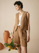 Ensemble gilet en mélange de lin esprit old money - ENSEMBLES-Ensembles en lin