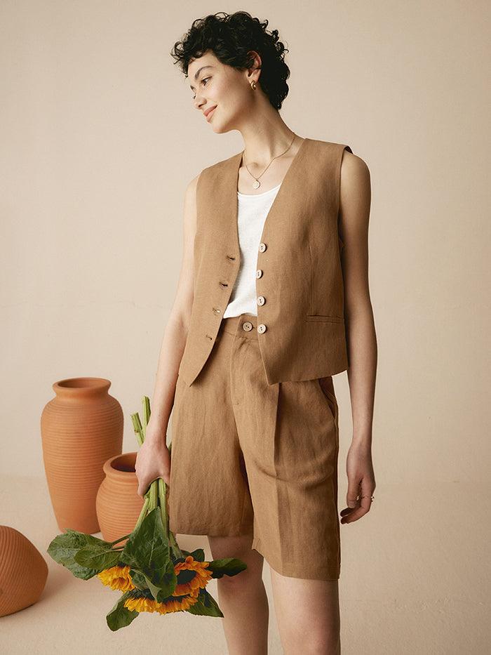 Ensemble gilet en mélange de lin esprit old money - ENSEMBLES-Ensembles en lin