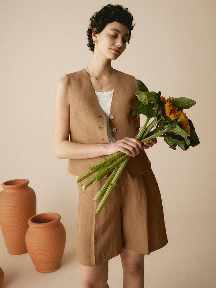 Ensemble gilet en mélange de lin esprit old money - ENSEMBLES-Ensembles en lin