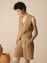 Ensemble gilet en mélange de lin esprit old money - ENSEMBLES-Ensembles en lin
