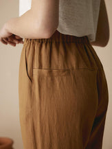 100% Linen Tapered Pants - BOTTOMS-Linen