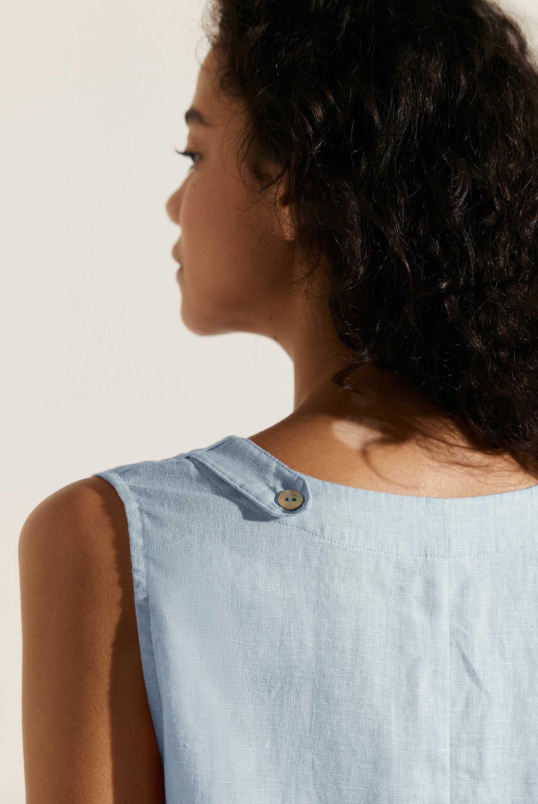 100% Linen Lightweight Sleeveless Dress SIENNA - DRESSES-Linen Midi