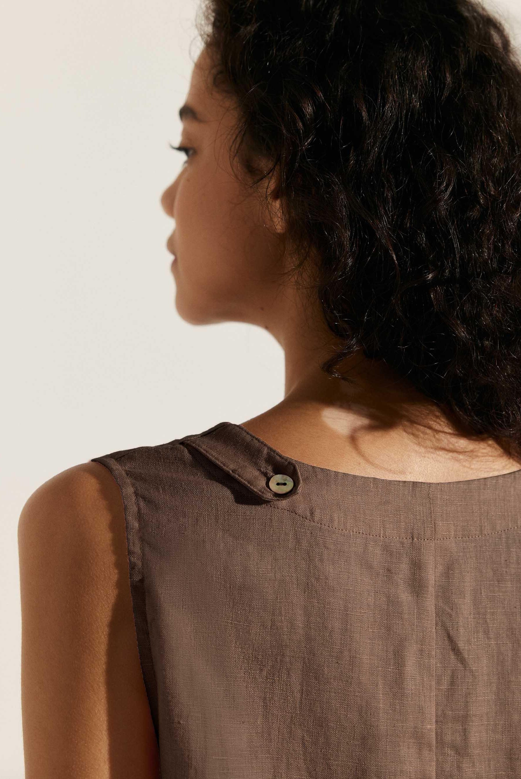 100% Linen Lightweight Sleeveless Dress SIENNA - DRESSES-Linen Midi