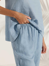 100% Linen Shell Sleeveless Elastic Waist Sets - SETS-Linen