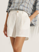 100% Linen Pleated Shorts - Optic White / S - BOTTOMS-Linen