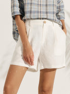 100% Linen Pleated Shorts - BOTTOMS-Linen