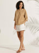 JADE 100% Linen Shawl V-Neck Half Sleeve Top - TOPS-Linen Blouses