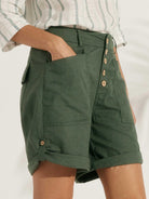 Linen Button-Fly Quarter Shorts LUCY - BOTTOMS-Linen