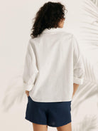 Linen Plaid Oversized Fit Pocket Shirt - TOPS-Linen Blouses