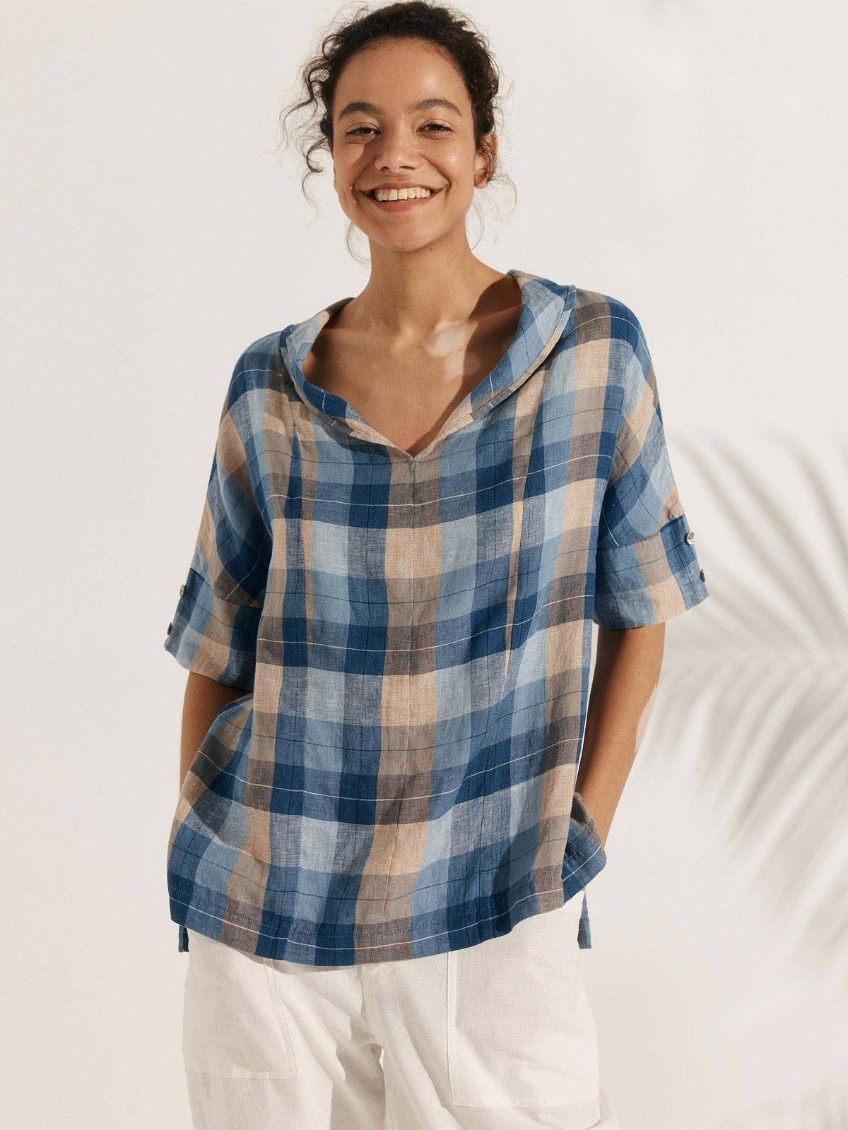 Chemise manches courtes col V 100 % lin SIERRA - Hauts - blouses en lin