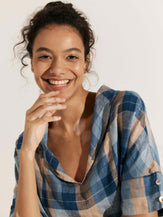 100% Linen V-Neck Short Sleeve Shirt SIERRA - TOPS-Linen Blouses