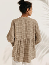 Linen Checked Long-Sleeved Top CAROLINE by LINTICO for women