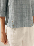Linen Round Soft-Fold Collar Top ANAIS - TOPS-Linen Blouses
