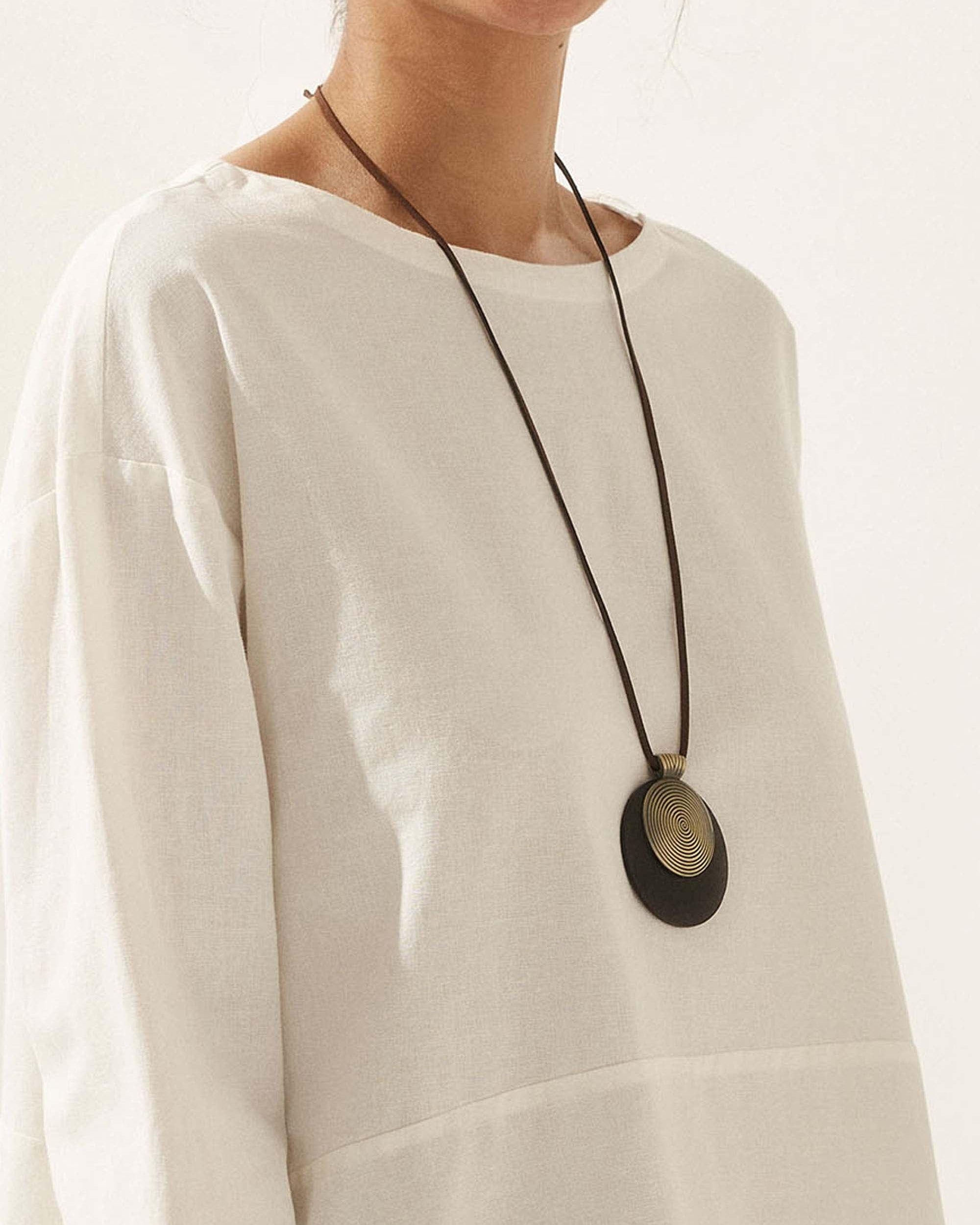 Vintage Wooden Rings Long Necklace - ACCESSORIES-Jewelry