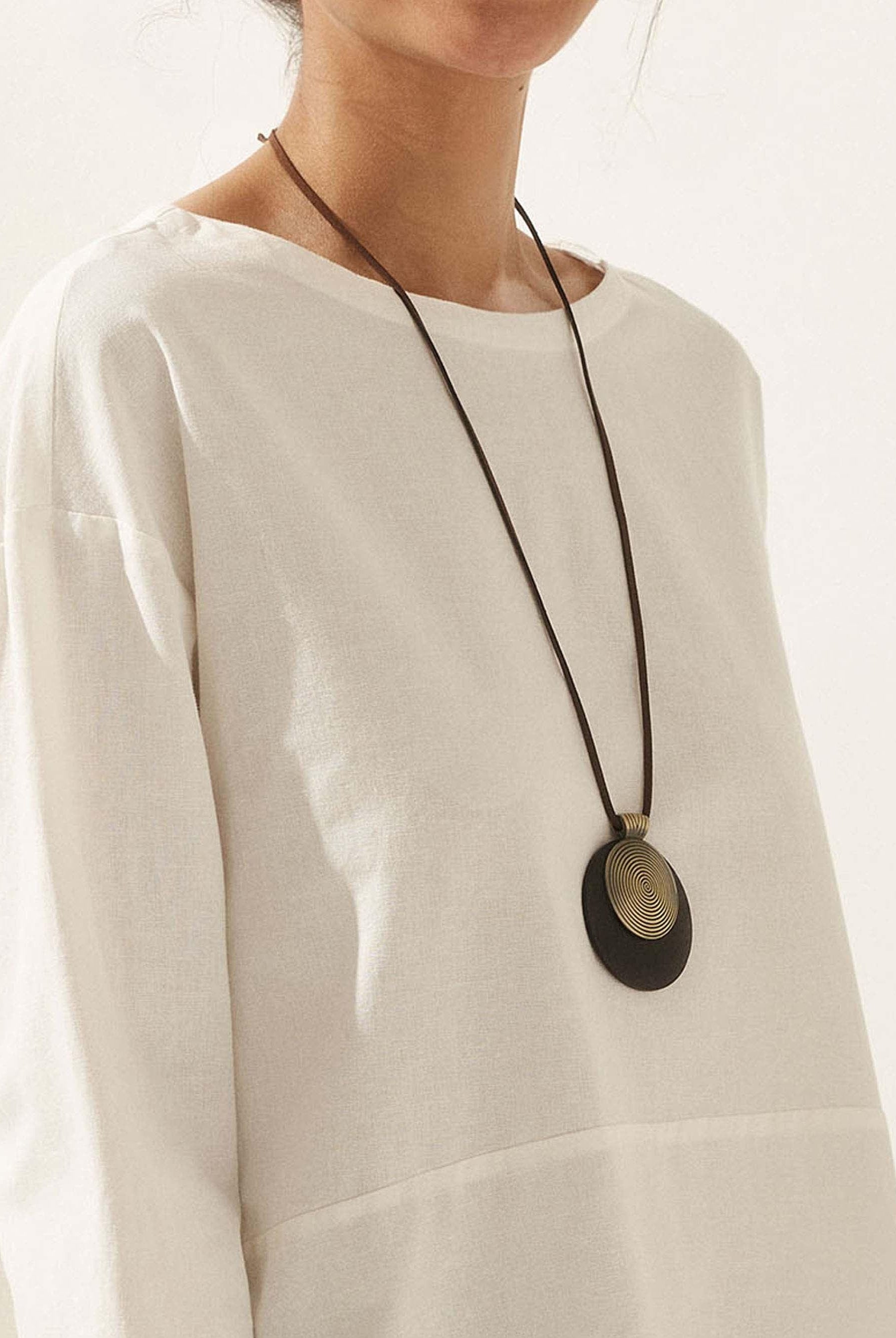 Vintage Wooden Rings Long Necklace - ACCESSORIES-Jewelry