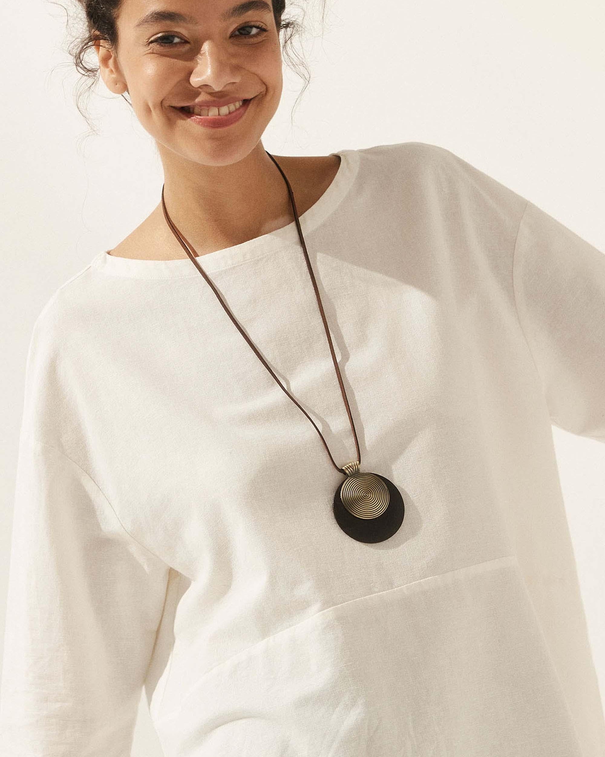 Vintage Wooden Rings Long Necklace - ACCESSORIES-Jewelry