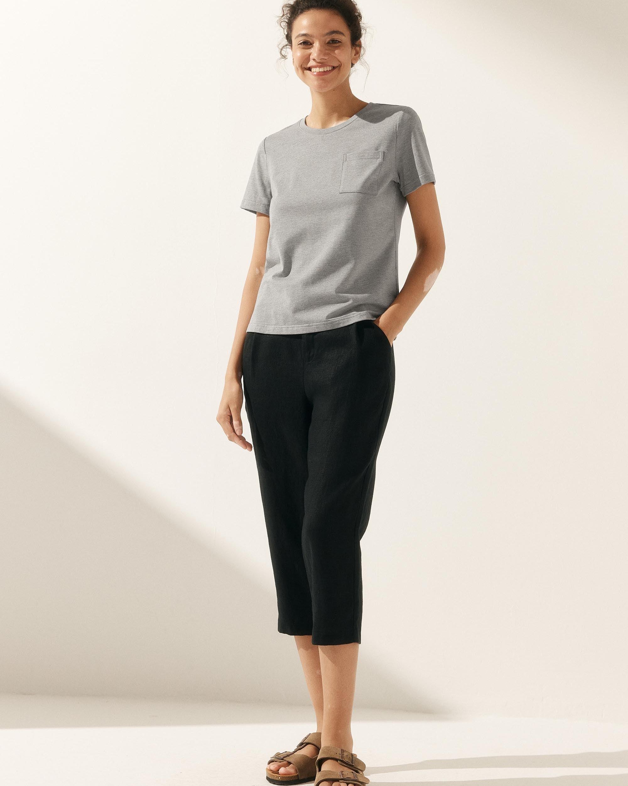 Stretch-Knit Bamboo Classic Basic Tee BELLE - TOPS-Bamboo Tees