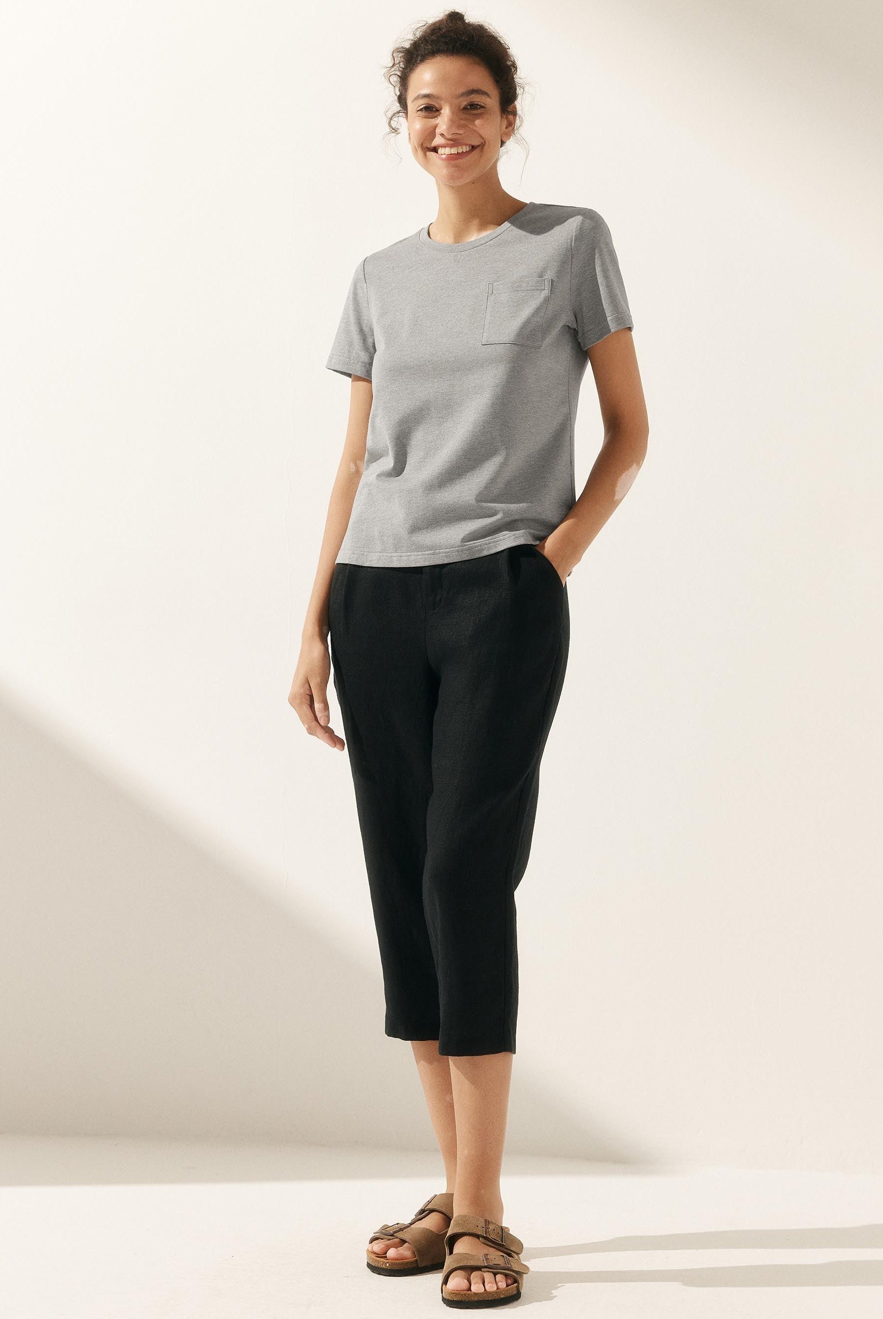 Stretch-Knit Bamboo Classic Basic Tee BELLE - TOPS-Bamboo Tees