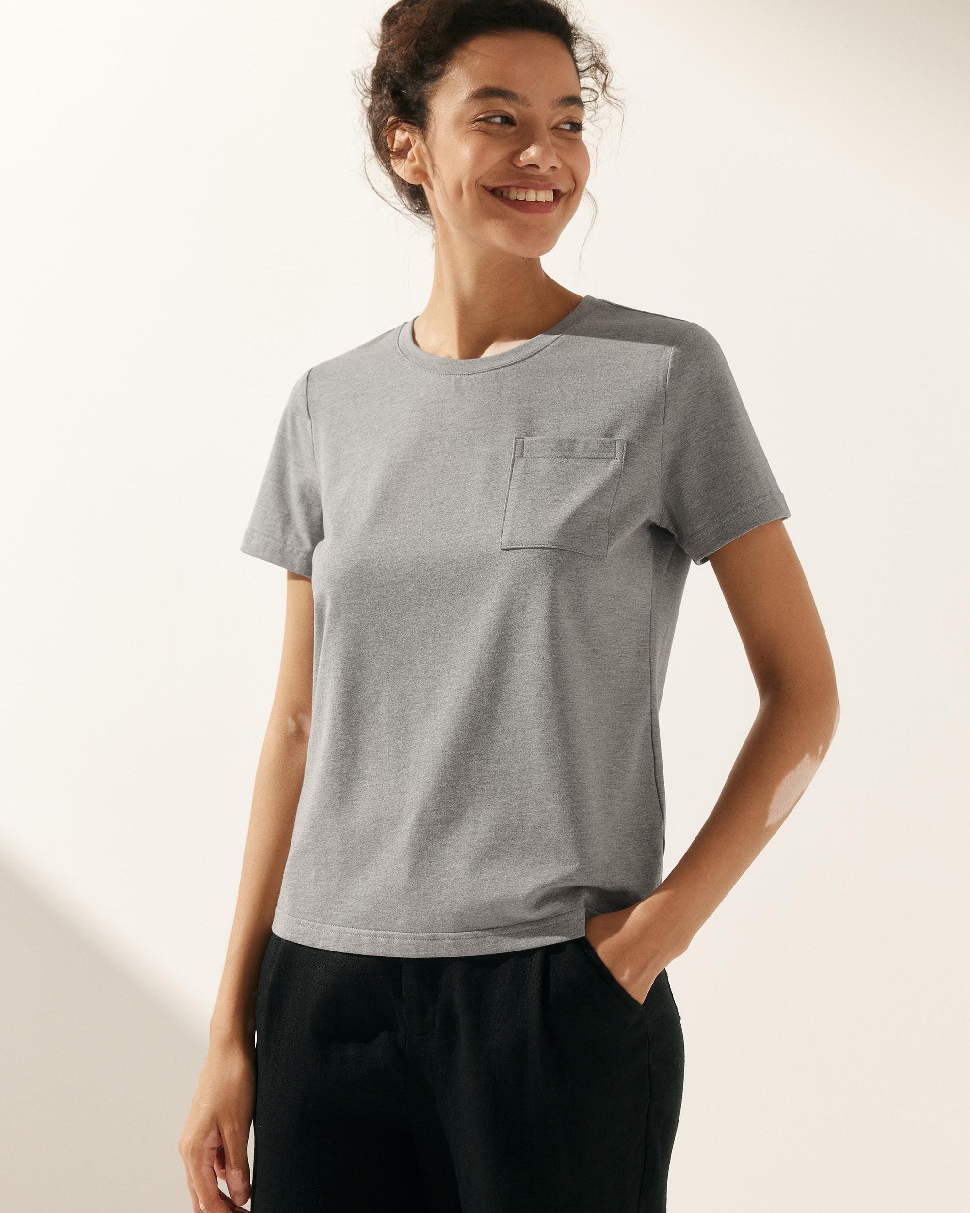 Stretch-Knit Bamboo Classic Basic Tee BELLE - TOPS-Bamboo Tees