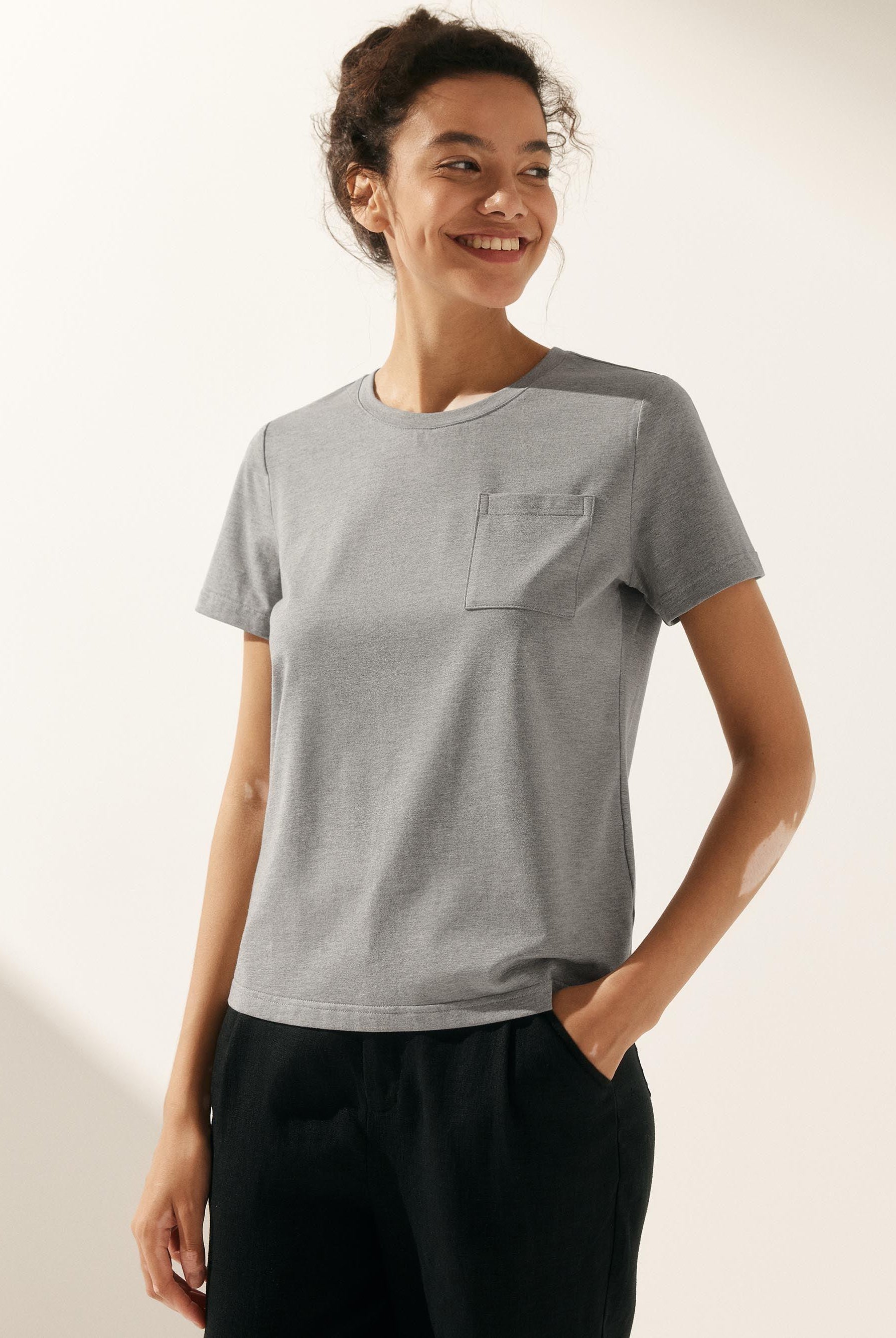 Stretch-Knit Bamboo Classic Basic Tee BELLE - TOPS-Bamboo Tees