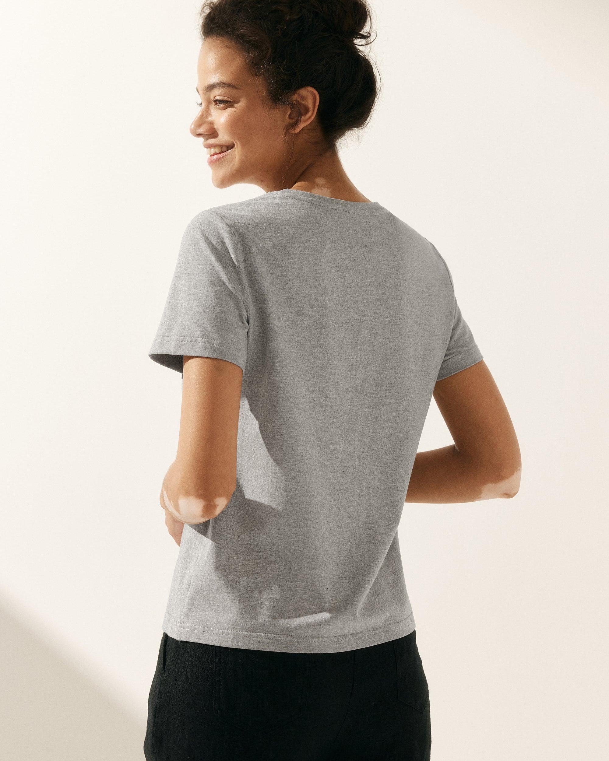 Stretch-Knit Bamboo Classic Basic Tee BELLE - TOPS-Bamboo Tees