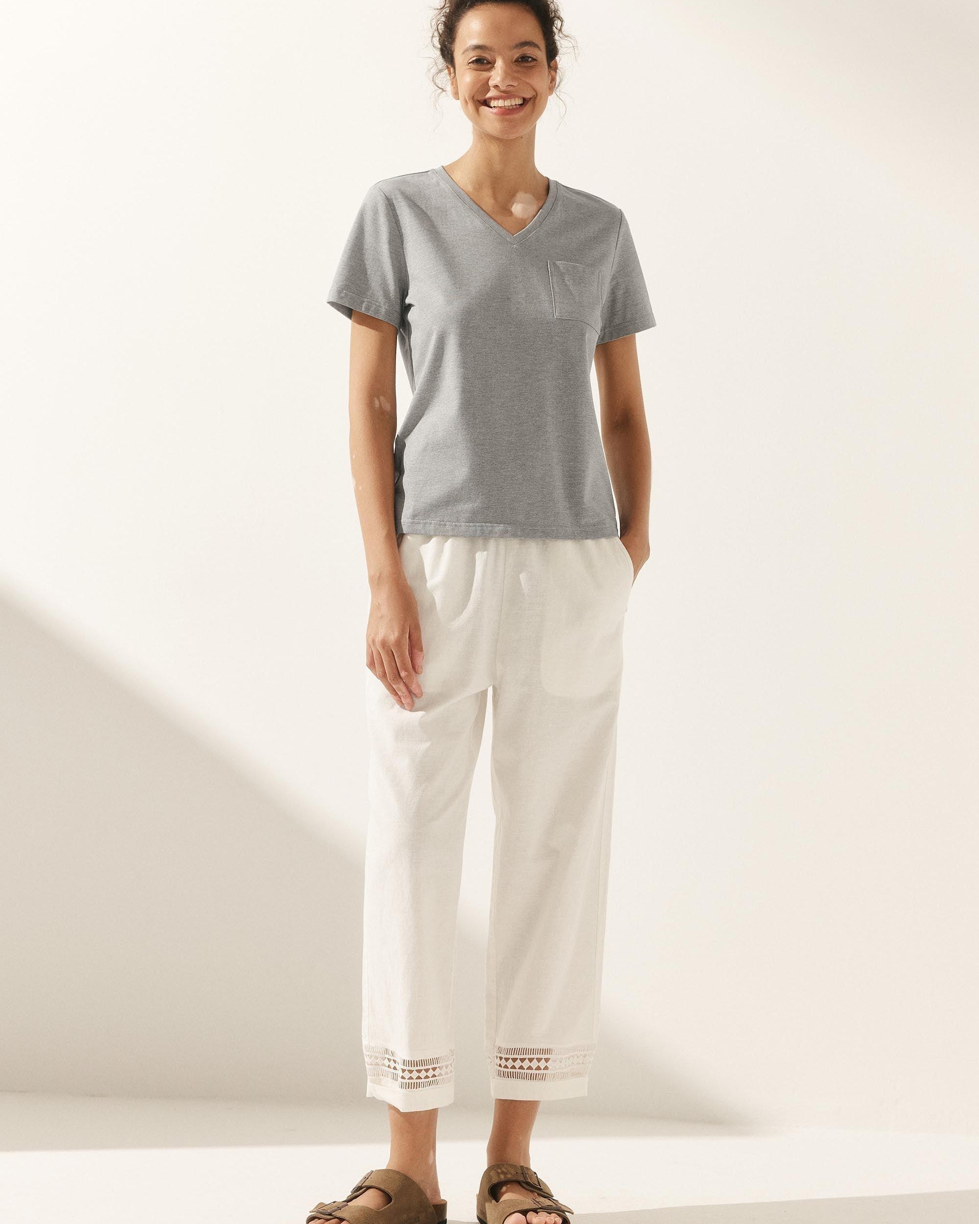 Stretch-Knit Bamboo Classic Basic Tee BELLE - TOPS-Bamboo Tees