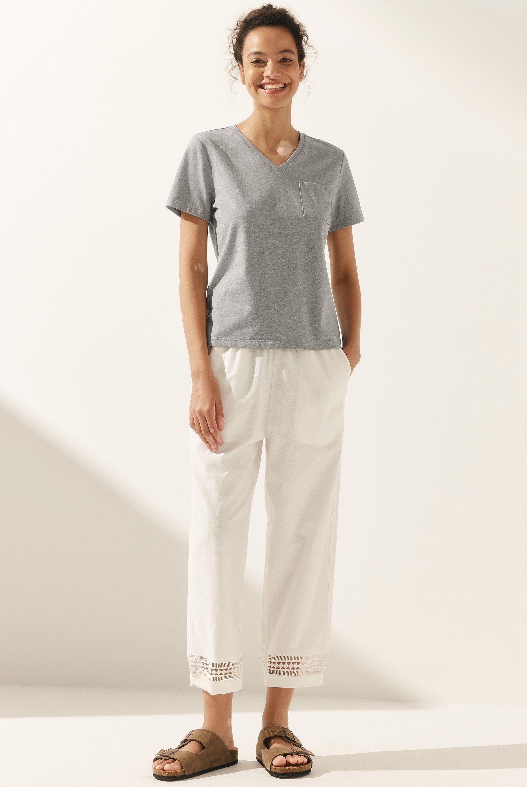 Stretch-Knit Bamboo Classic Basic Tee BELLE - TOPS-Bamboo Tees