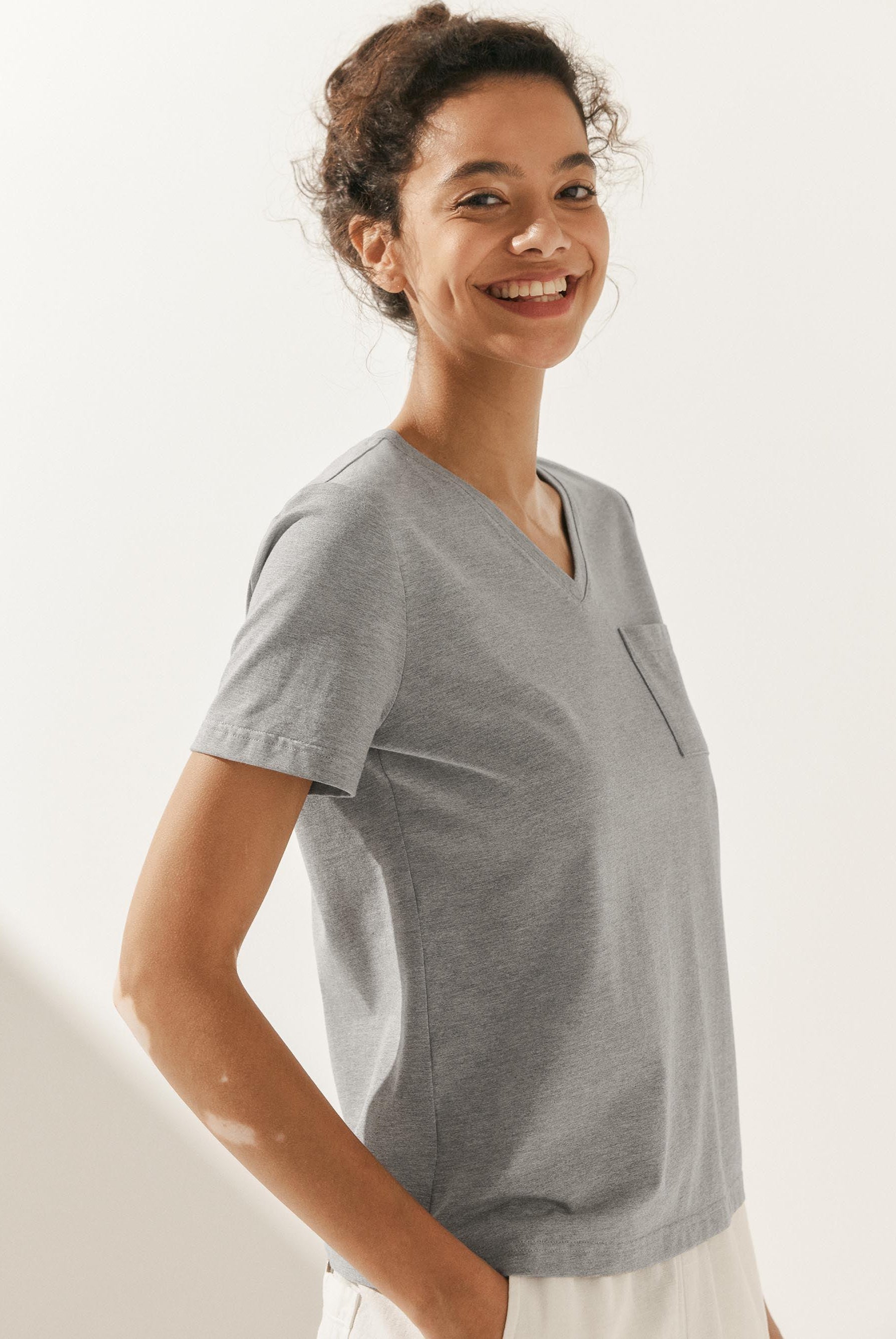 Stretch-Knit Bamboo Classic Basic Tee BELLE - TOPS-Bamboo Tees