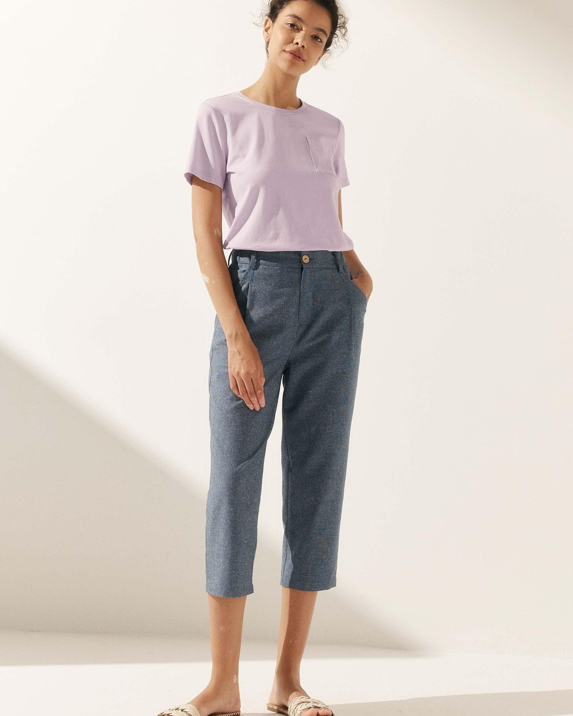 Stretch-Knit Bamboo Classic Basic Tee BELLE - TOPS-Bamboo Tees