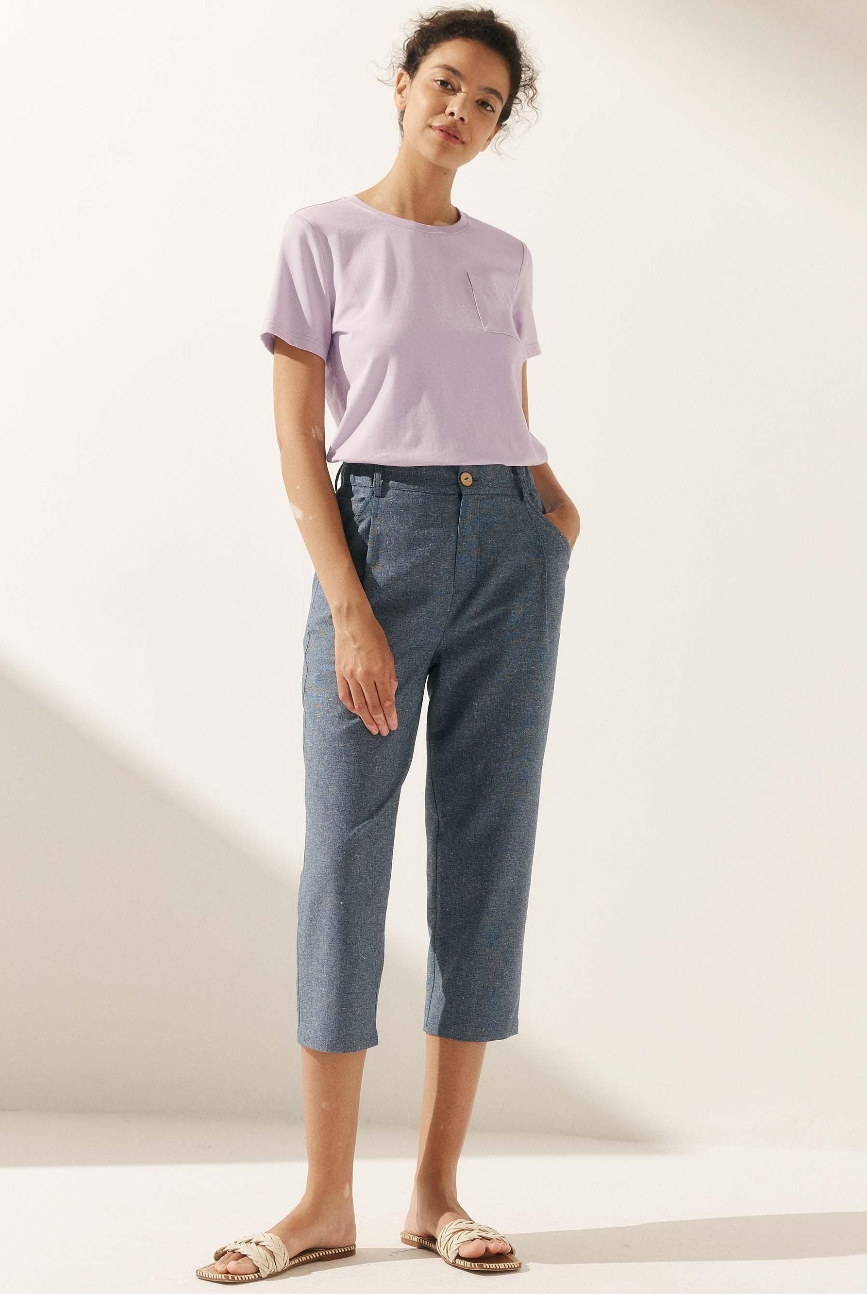 Stretch-Knit Bamboo Classic Basic Tee BELLE - TOPS-Bamboo Tees