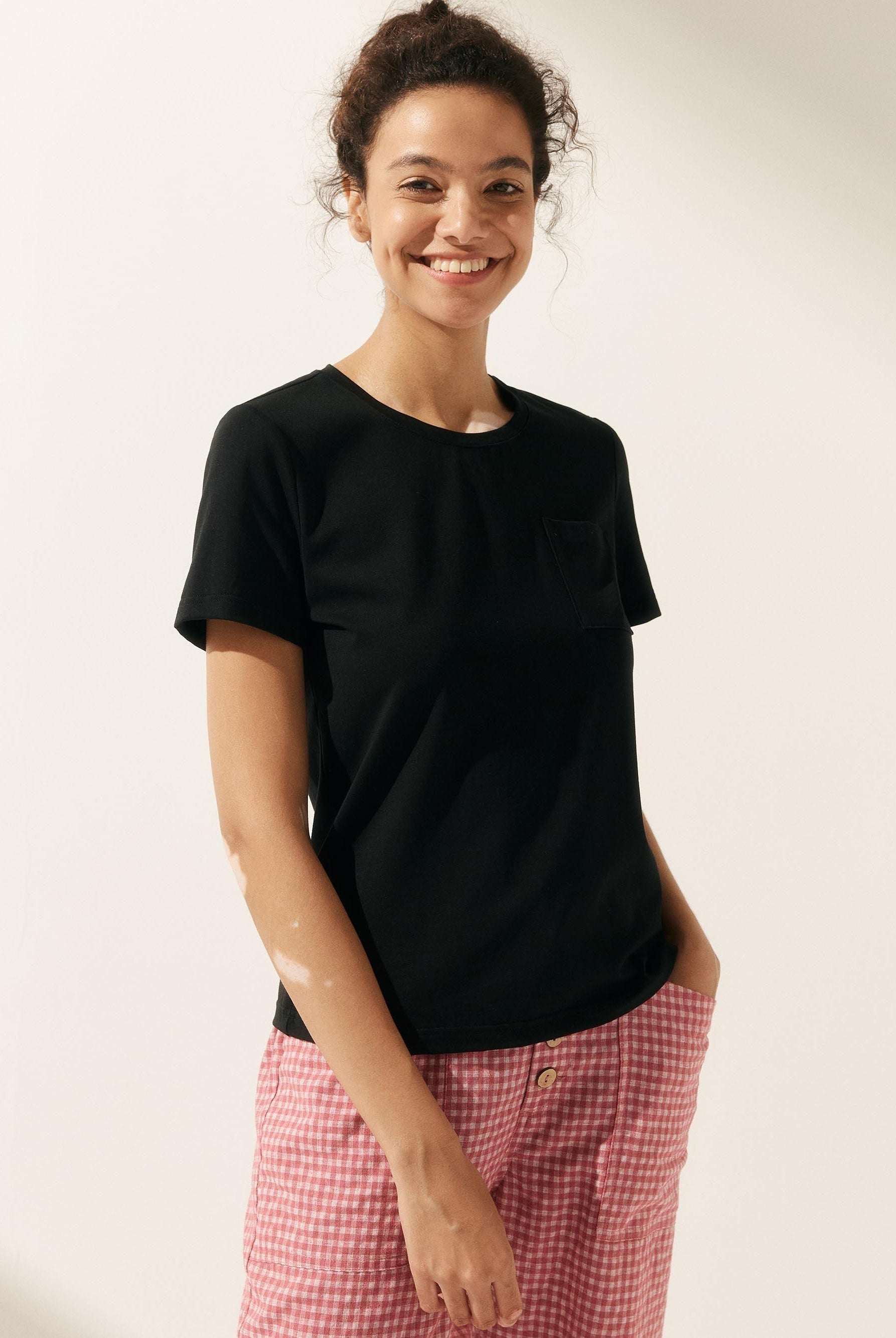 Stretch-Knit Bamboo Classic Basic Tee BELLE - TOPS-Bamboo Tees