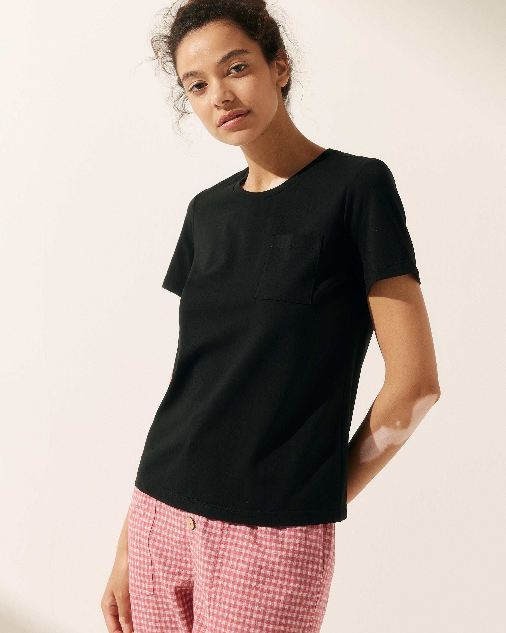 Stretch-Knit Bamboo Classic Basic Tee BELLE - TOPS-Bamboo Tees