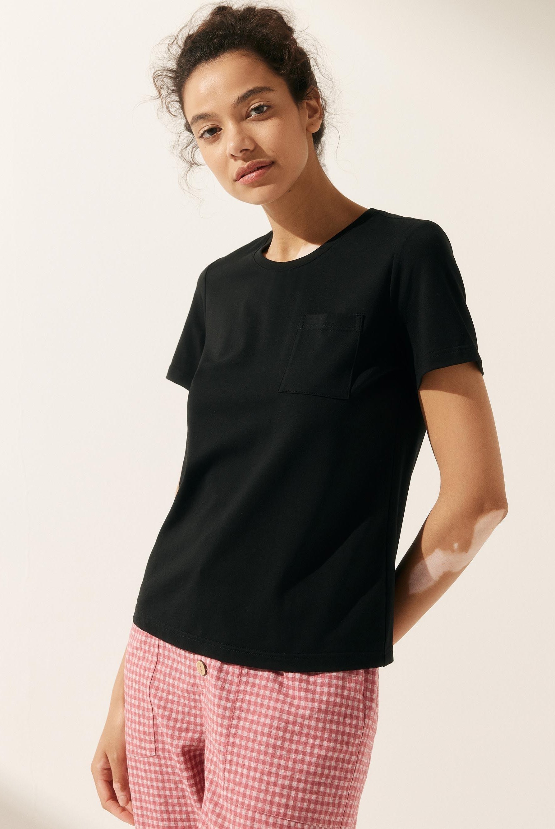 Stretch-Knit Bamboo Classic Basic Tee BELLE - TOPS-Bamboo Tees