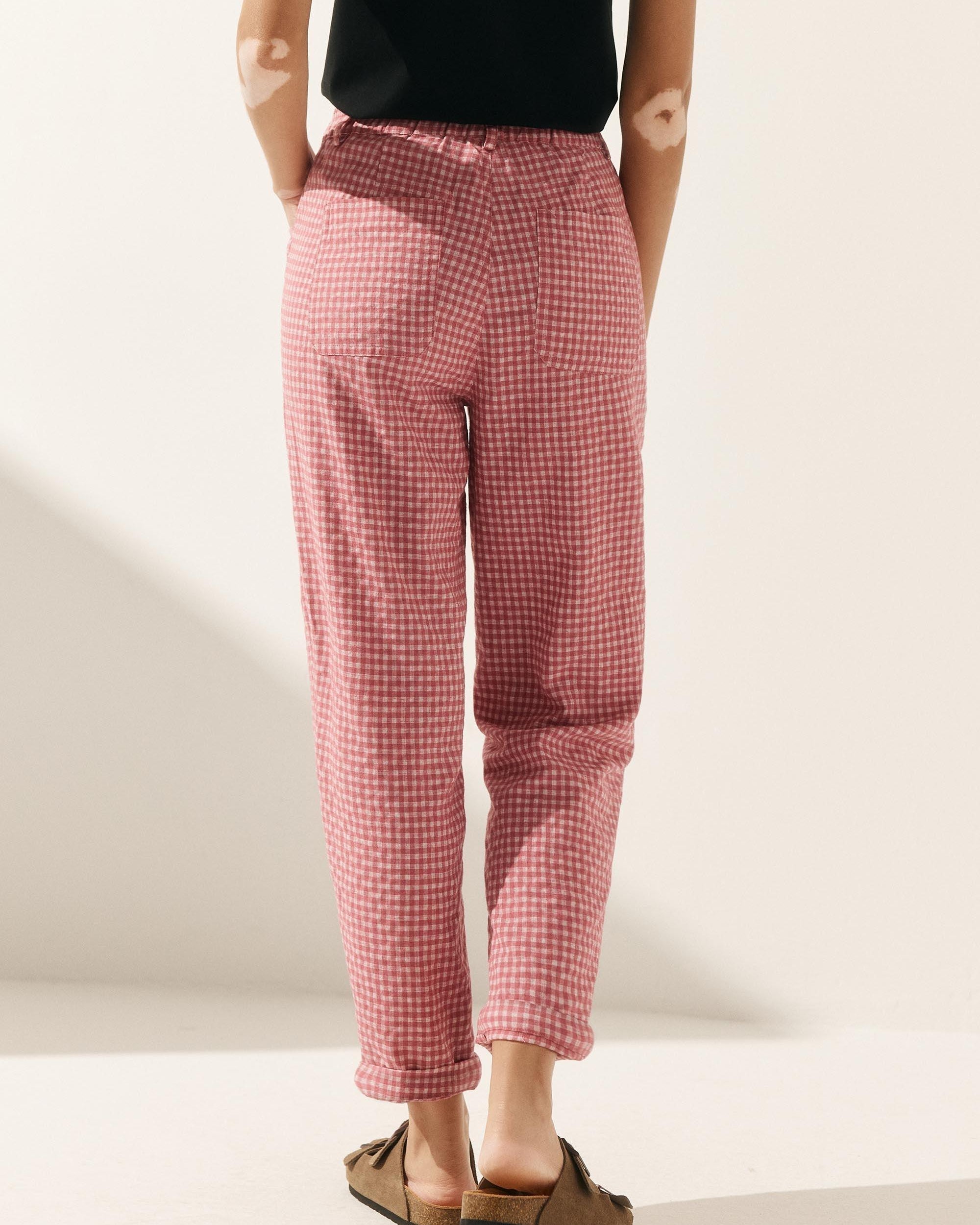 Linen Simple Button Fly Trousers HEIDI - BOTTOMS-Linen Pants