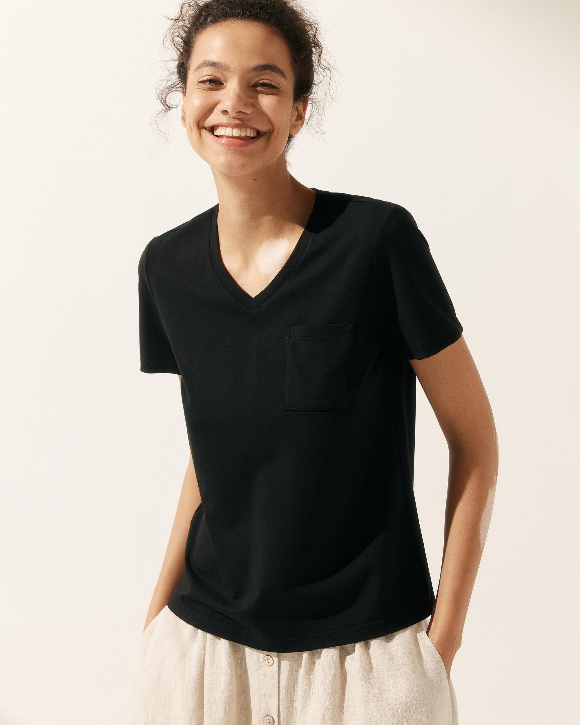 Stretch-Knit Bamboo Classic Basic Tee BELLE - TOPS-Bamboo Tees